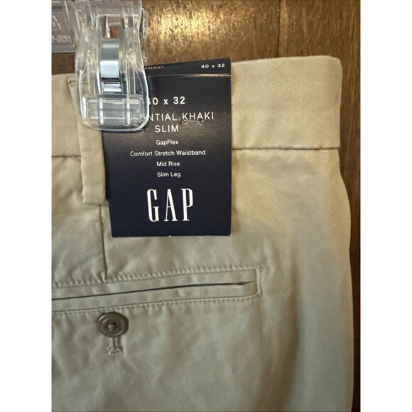 New Gap Mens Pants Beige Size 40x32 Essential Khaki Slim LegGapFlex Cotton Blend - Picture 5 of 6